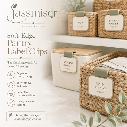 Jassmisdr™ Pantry Label Clips Set, Basket Label Holders, Kitchen Organization Tags, Minimalist Pantry Storage Accessories